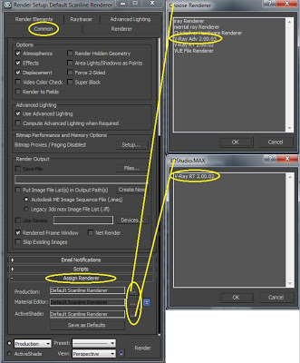 Menús de 3ds max para asignar vray como motor de renderizado