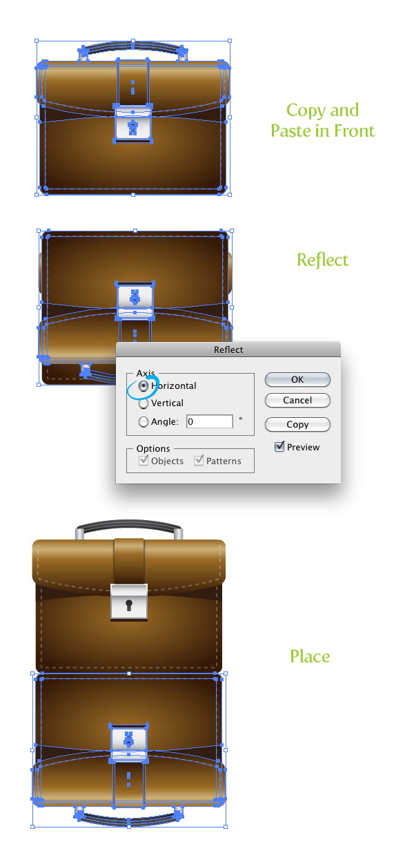 Icono de maletín con Adobe Illustrator